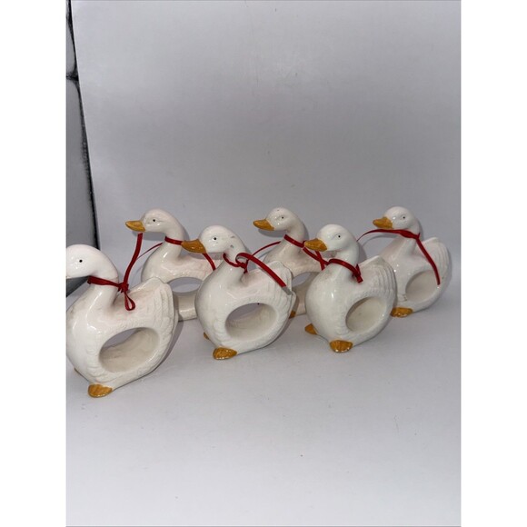 Geese Porcelain Napkin Holders 6 As Is - Picture 2 of 7